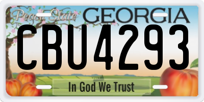 GA license plate CBU4293