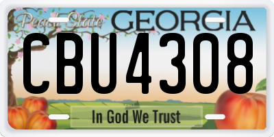 GA license plate CBU4308