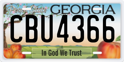 GA license plate CBU4366