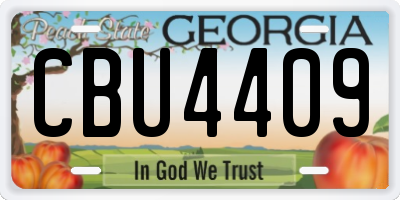 GA license plate CBU4409