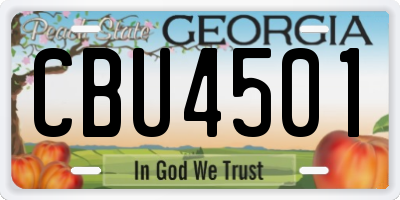GA license plate CBU4501