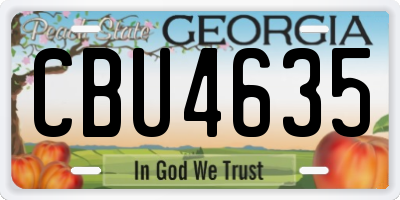 GA license plate CBU4635