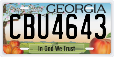 GA license plate CBU4643