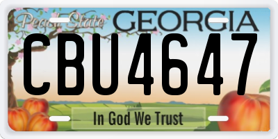 GA license plate CBU4647