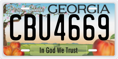 GA license plate CBU4669
