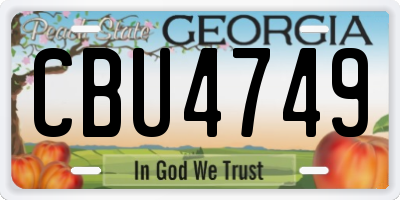 GA license plate CBU4749