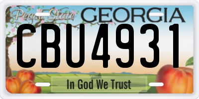 GA license plate CBU4931