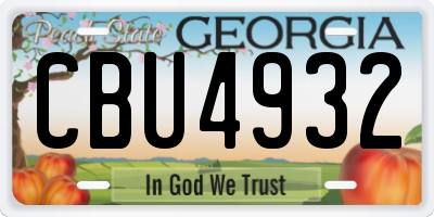 GA license plate CBU4932