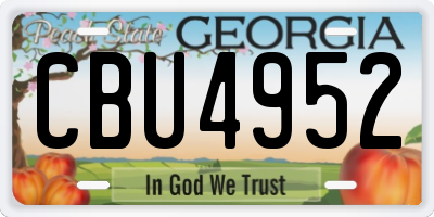 GA license plate CBU4952
