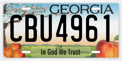 GA license plate CBU4961