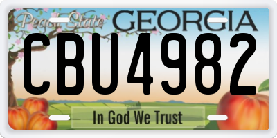 GA license plate CBU4982