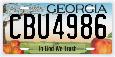 GA license plate CBU4986