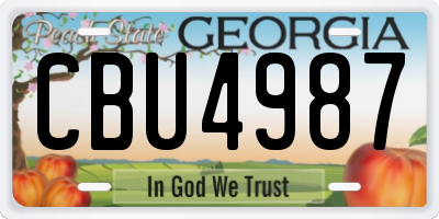 GA license plate CBU4987