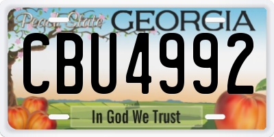 GA license plate CBU4992