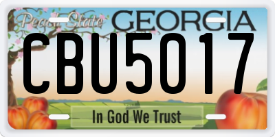 GA license plate CBU5017
