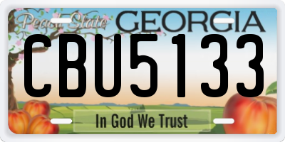 GA license plate CBU5133