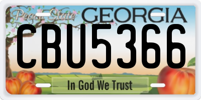 GA license plate CBU5366