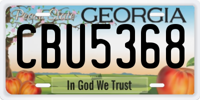 GA license plate CBU5368