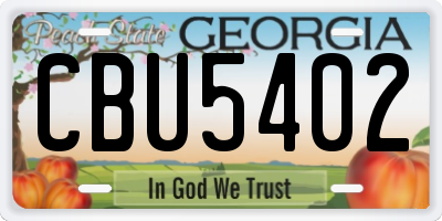GA license plate CBU5402