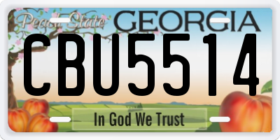 GA license plate CBU5514