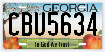 GA license plate CBU5634