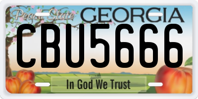 GA license plate CBU5666