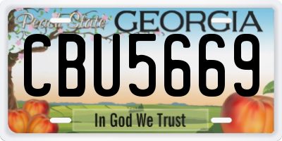 GA license plate CBU5669
