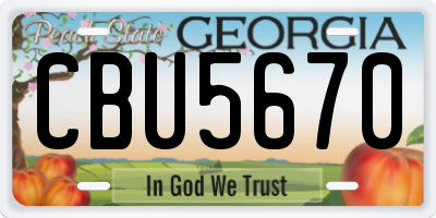 GA license plate CBU5670