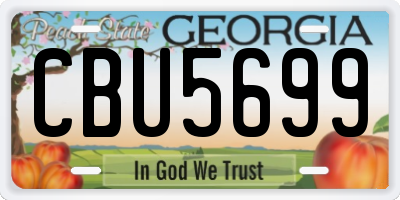 GA license plate CBU5699