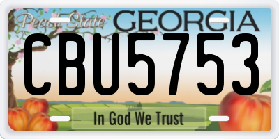 GA license plate CBU5753