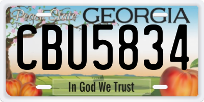 GA license plate CBU5834