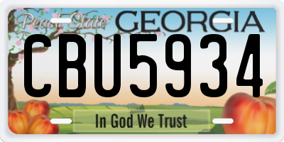 GA license plate CBU5934