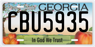 GA license plate CBU5935