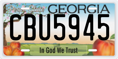 GA license plate CBU5945