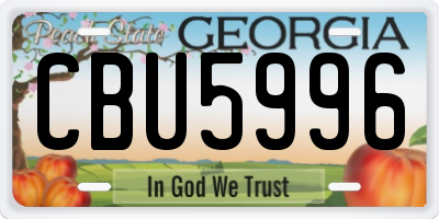 GA license plate CBU5996