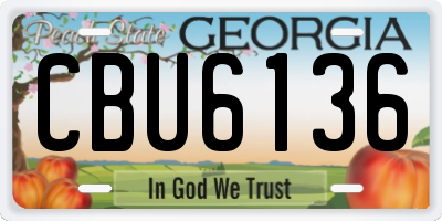 GA license plate CBU6136