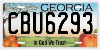 GA license plate CBU6293