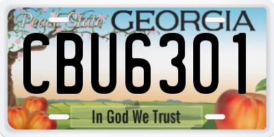 GA license plate CBU6301