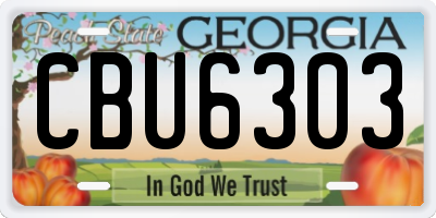 GA license plate CBU6303