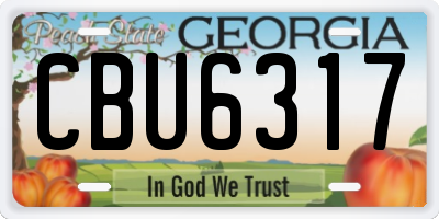 GA license plate CBU6317
