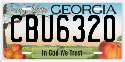 GA license plate CBU6320