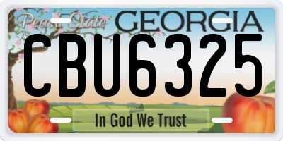 GA license plate CBU6325