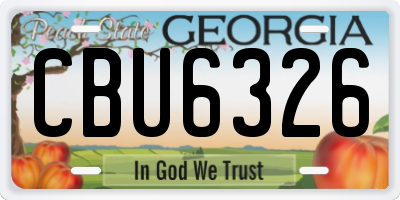 GA license plate CBU6326
