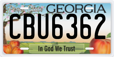 GA license plate CBU6362