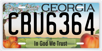 GA license plate CBU6364