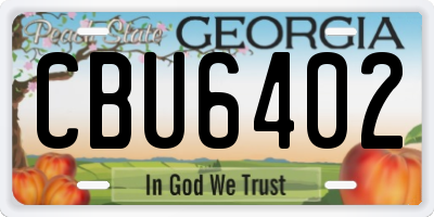 GA license plate CBU6402