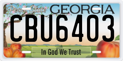 GA license plate CBU6403