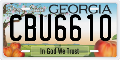 GA license plate CBU6610
