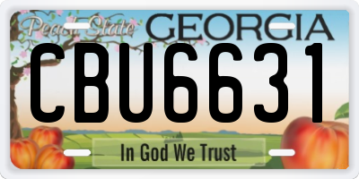GA license plate CBU6631