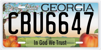 GA license plate CBU6647